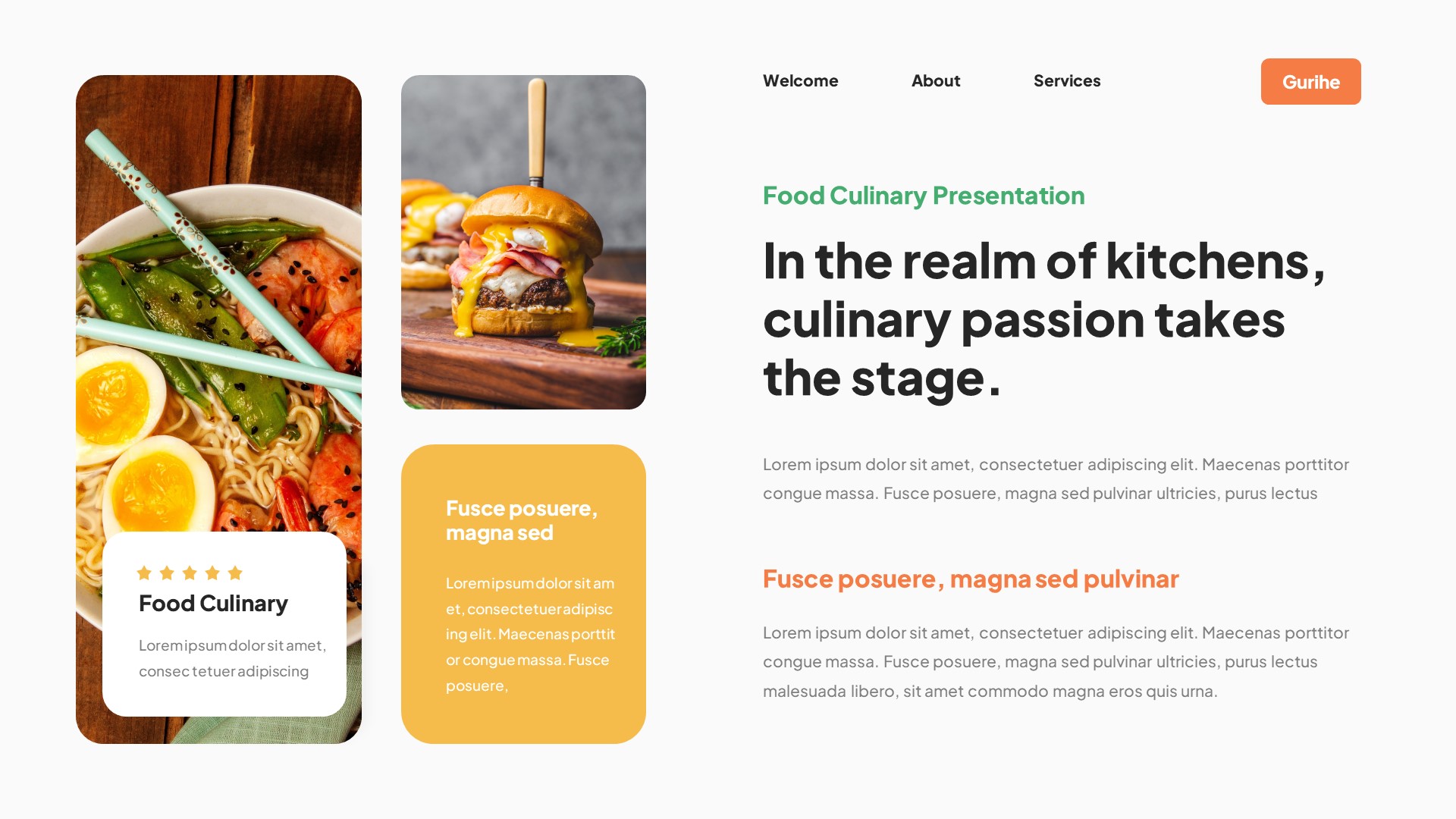 Gurihe - Food Culinary Powerpoint Template, Presentation Templates