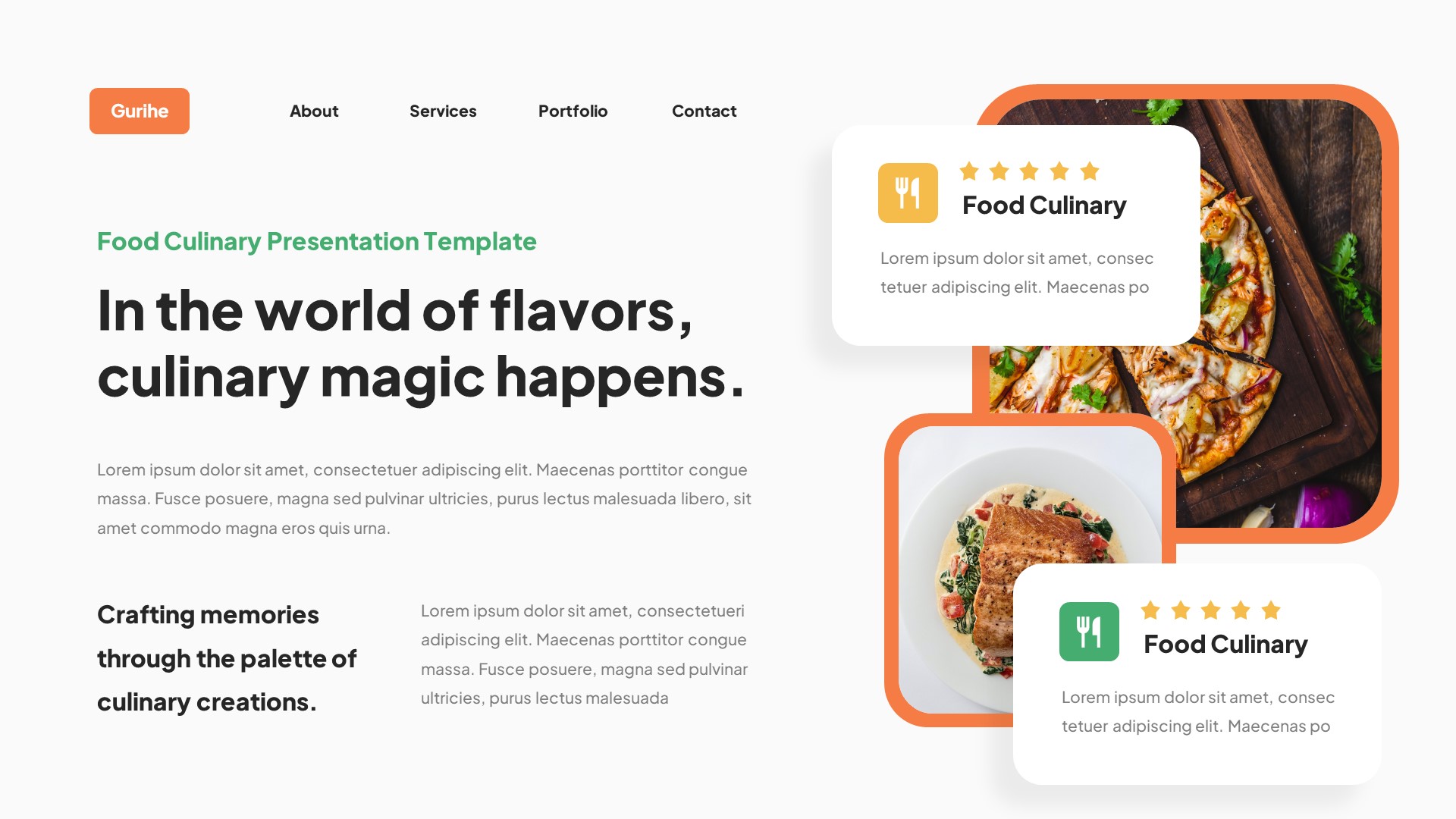 Gurihe - Food Culinary Powerpoint Template, Presentation Templates