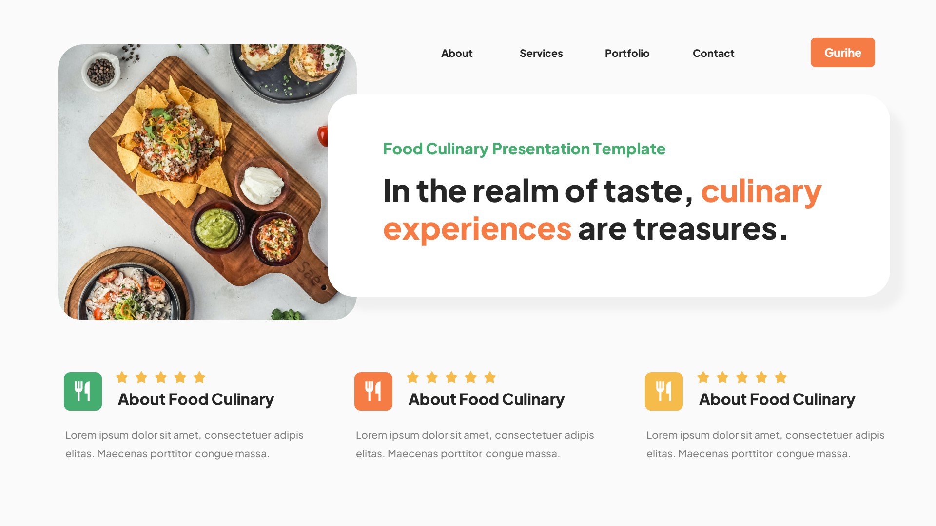 Gurihe - Food Culinary Powerpoint Template, Presentation Templates