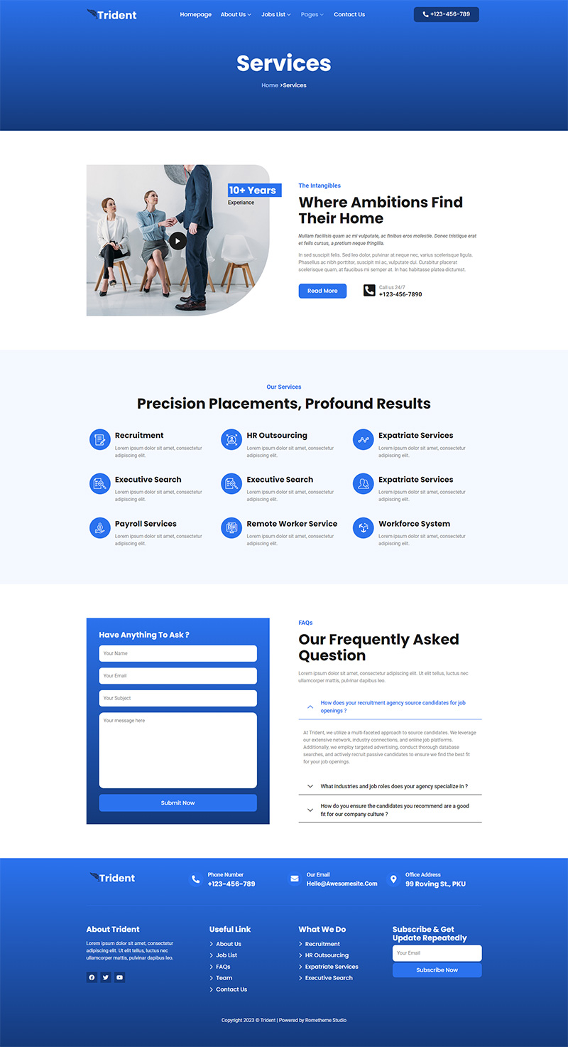 Trident - Human Resources & Recruitment Agency Elementor Template Kit ...