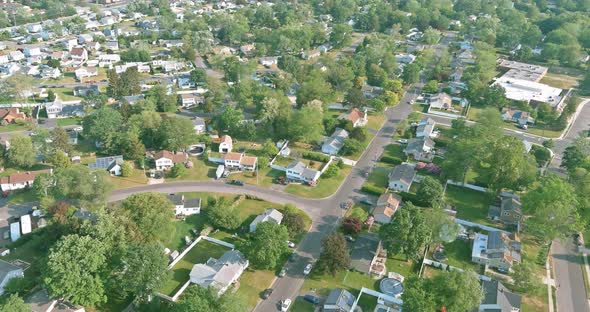 Panoramic View of View at Height Roofs Small Town of House of Residential Quarters East Brunswick alt