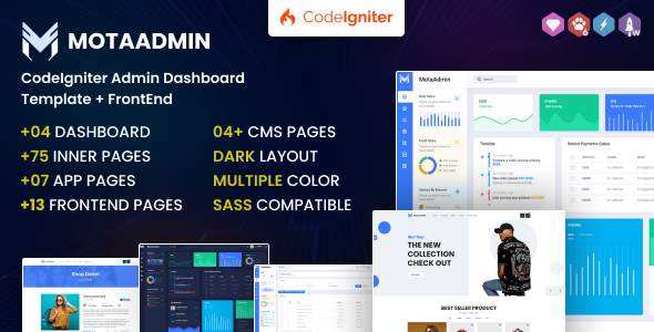 MotaAdmin - CodeIgniter Admin Dashboard Template + Frontend
