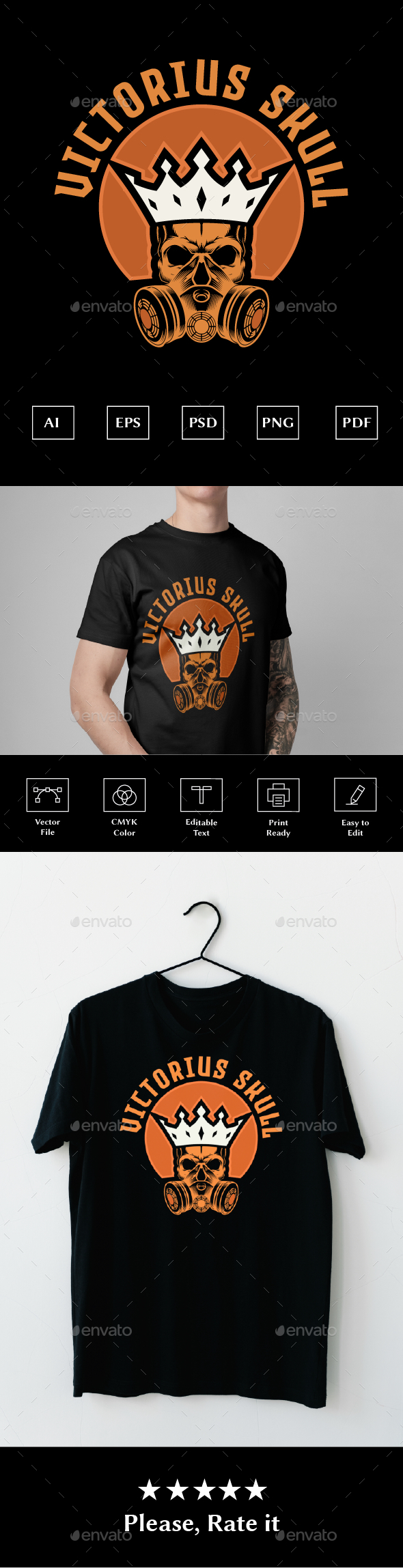 Victorious Skull T-Shirt Design