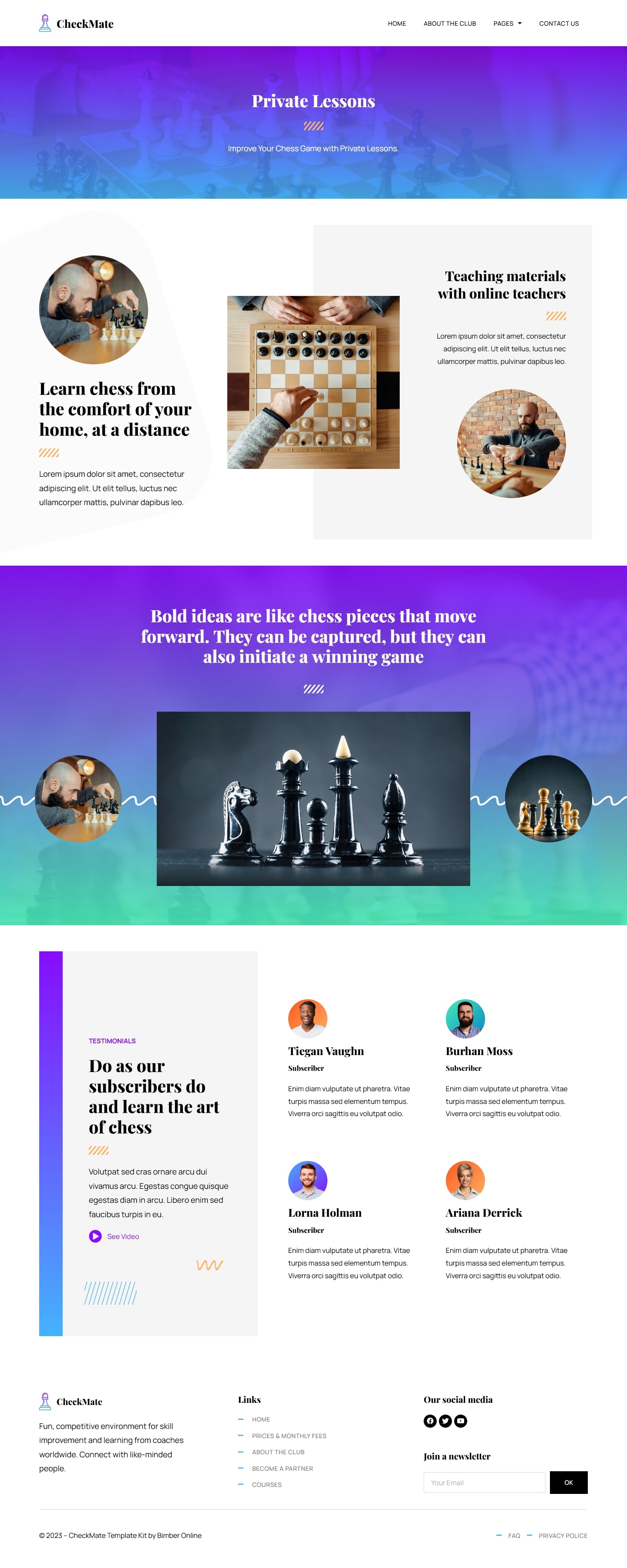 Checkmate - Tema WordPress para Clube de Xadrez e Jogos de