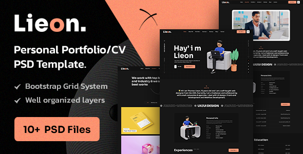 Lieon - Personal Portfolio/CV PSD Template.