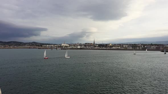 Aerial View of Sailing Ships and Yachts in Dun Laoghaire Marina Harbour, Ireland