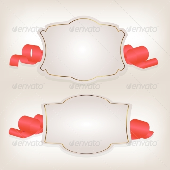 Romantic Label with Ribbon Vector Illustration - Valentines Seasons/Holidays