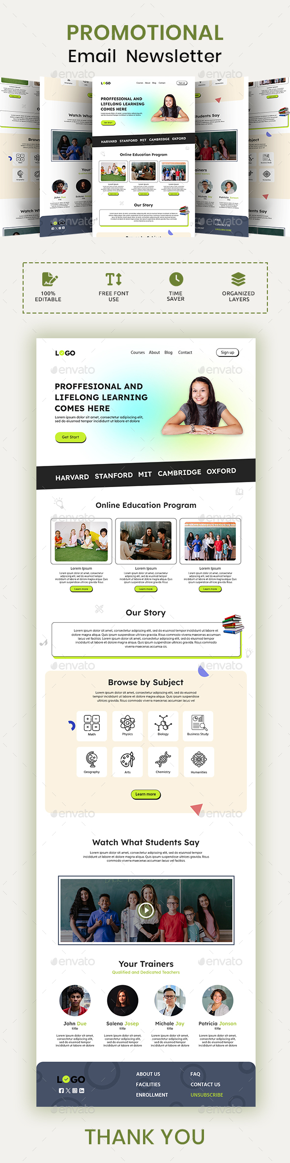 Learning Education Email Newsletter PSD Template