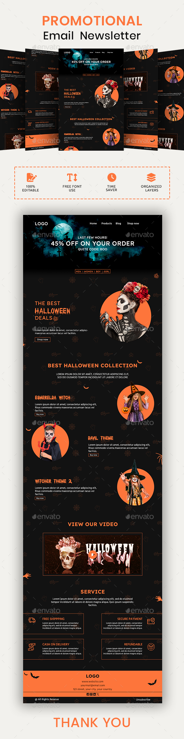 [DOWNLOAD]Halloween Offer Email Newsletter PSD Template