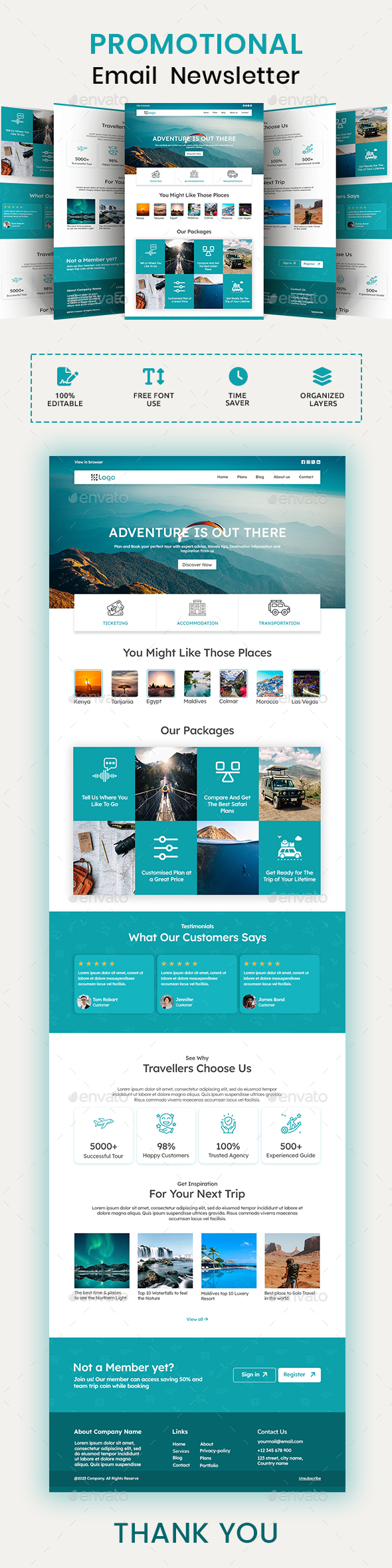 Adventure Tourism Email Newsletter PSD Template