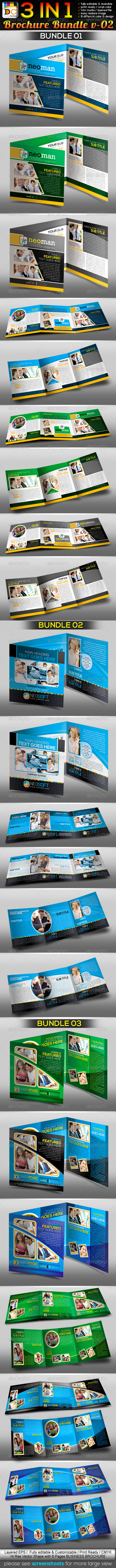 3in1 : Corporate Tri-fold Business Brochure Bundle - Corporate Brochures