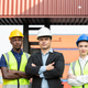 Group of team logistic worker and manager standing in arms crossed at container warehouse - PhotoDune Item for Sale