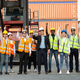 Group of logistic worker lifting hands up in the air for successful work - PhotoDune Item for Sale