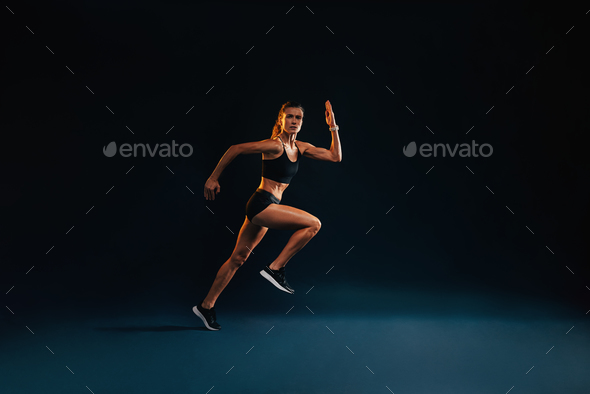 Strong Athletic Female Sprinter African Women Stock Photo