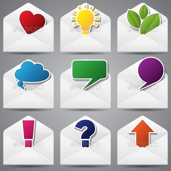 Set of Paper Envelopes and Signs Inside - Web Technology