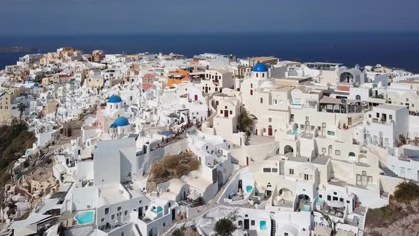 Aerial panorama of Oia town, Santorini