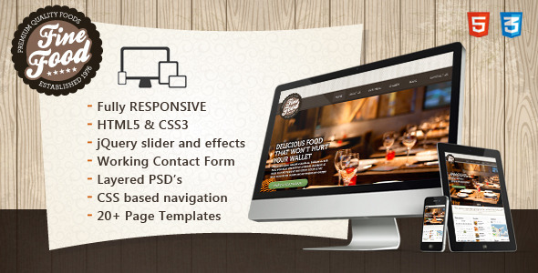 Fine Food - Restaurant Responsive HTML5 Theme - Restaurants & Cafes Entertainment
