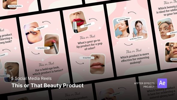 Social Media Reels - This or That Beauty Product After Effects Template Product Promo template preview