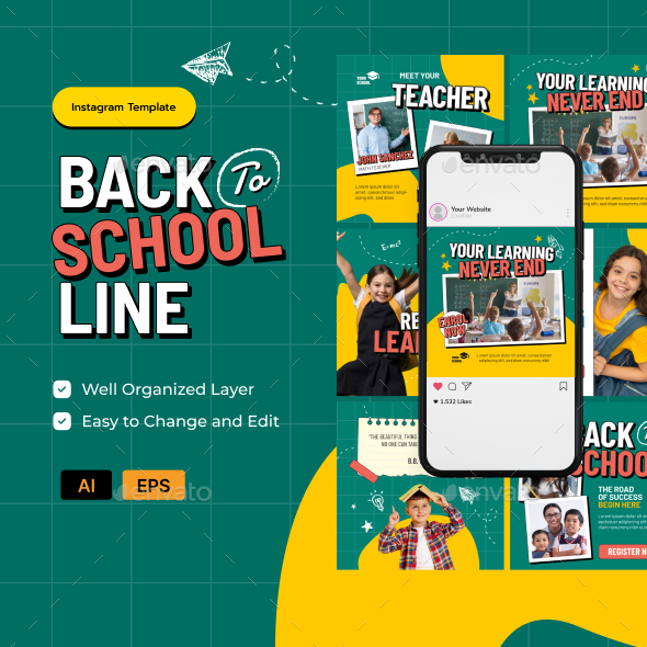[DOWNLOAD]Back to School Line Social Media Template AI