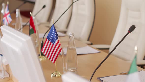 Place for Political Leaders to Sit and Speak at Press Conference alt