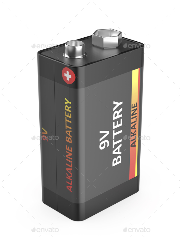 Nine volt battery on white background Stock Photo by magraphics | PhotoDune