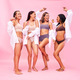 Premium Photo  Dancing fun or women friends in underwear in studio on pink  background for beauty or skincare lingerie party health and wellness of  model or dancer group for diversity body