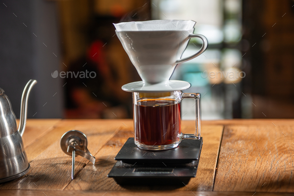 Chemex Filter Coffee And Kettle Stock Photo by microgen