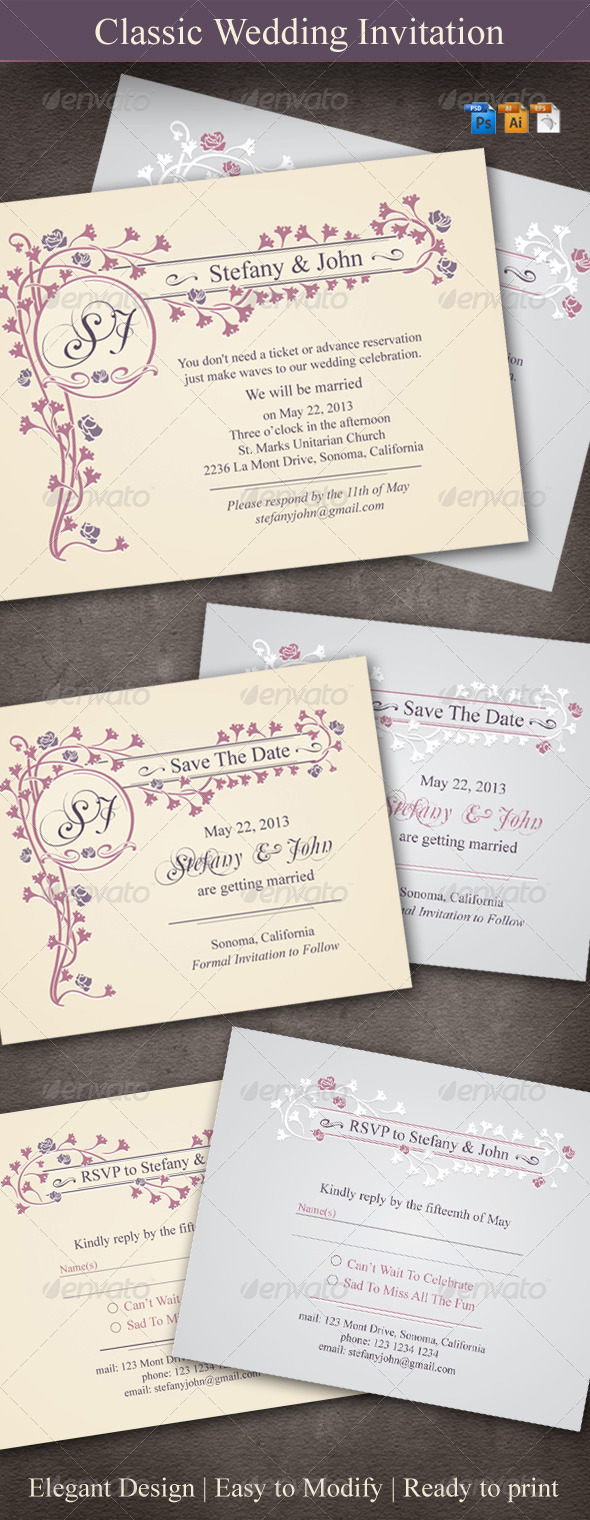 Classic Wedding Invitation - Weddings Cards & Invites