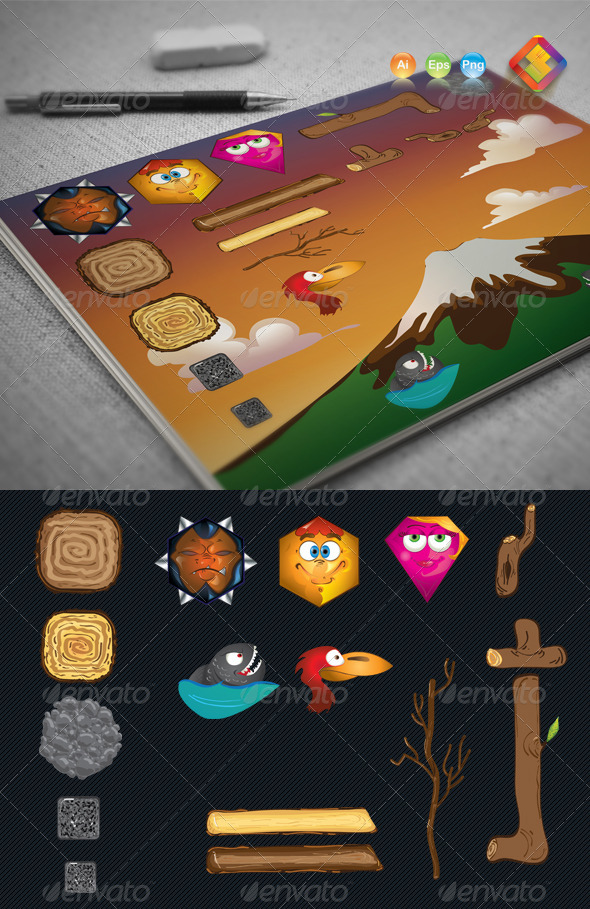 Game Characters and Props Creation Set - Sprites Game Assets