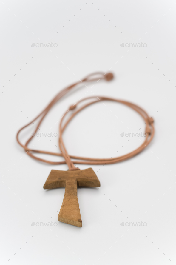 Wooden tau sale cross necklace