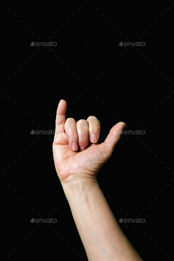 Letter Y International sign language dark background International sign