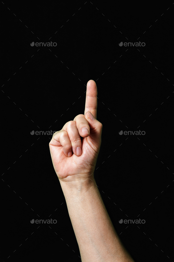 Letter P International sign language dark background International sign