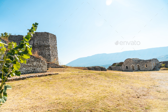 Castle gardens in the historic city of Berat in Albania, the city of a thousand windows