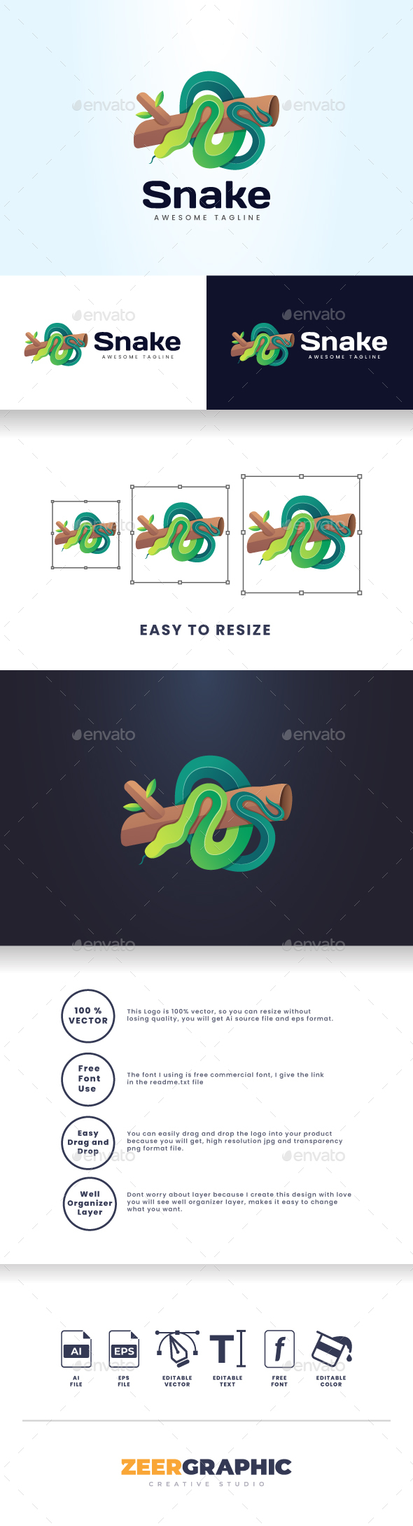 [DOWNLOAD]Snake Gradient Logo Template
