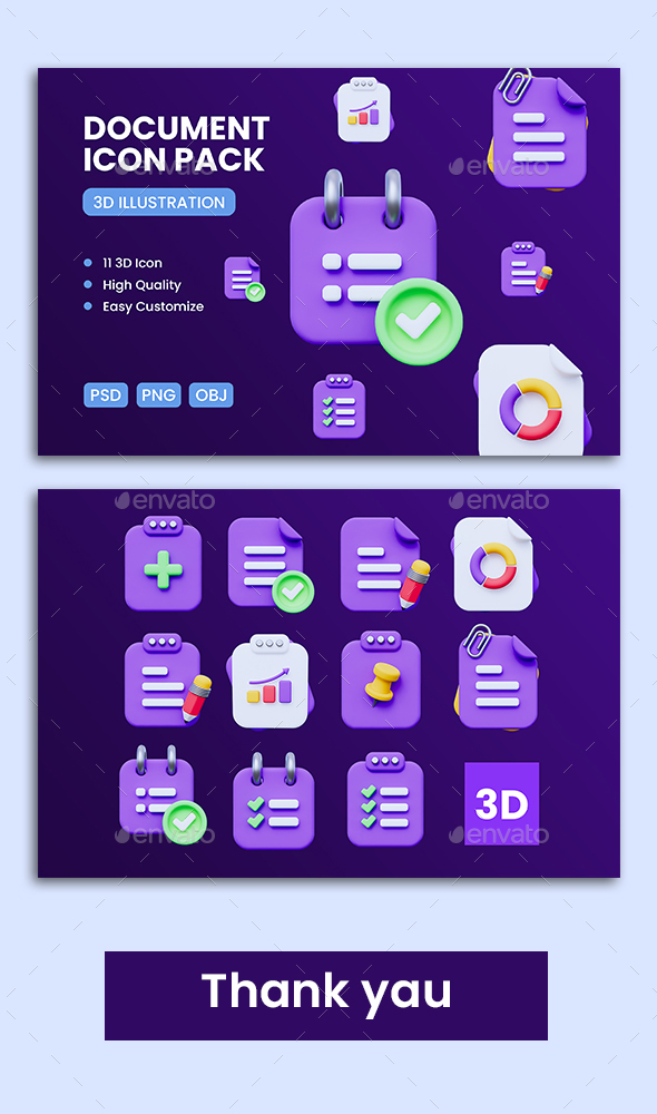 Document 3D Icon Pack Vol. 1