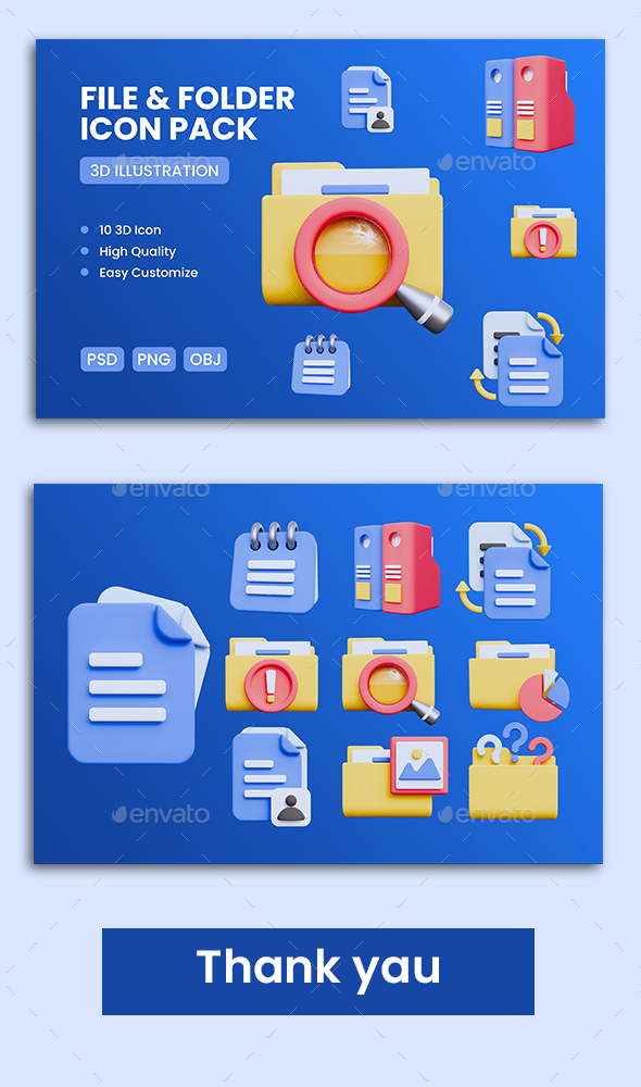 File and Folder 3D Icon Vol.1