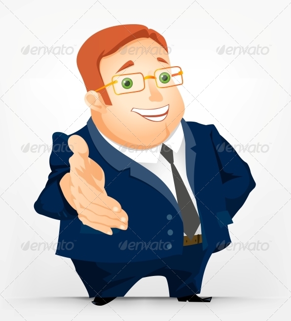 Cheerful Chubby Man - People Characters