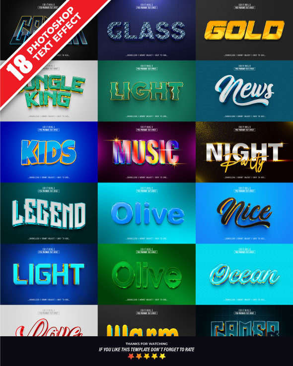[DOWNLOAD]Photoshop Editable 3d Text Effect Style Pack