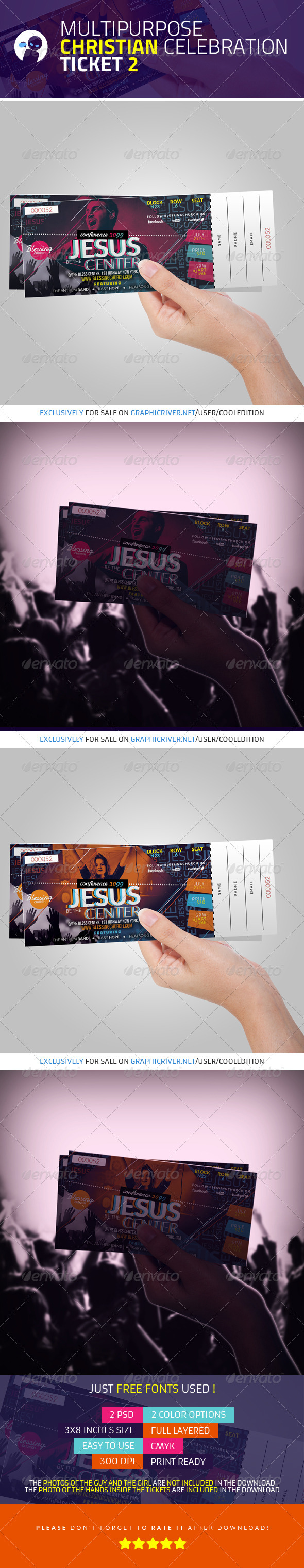 Multipurpose Christian Celebration Ticket 2 - Miscellaneous Print Templates