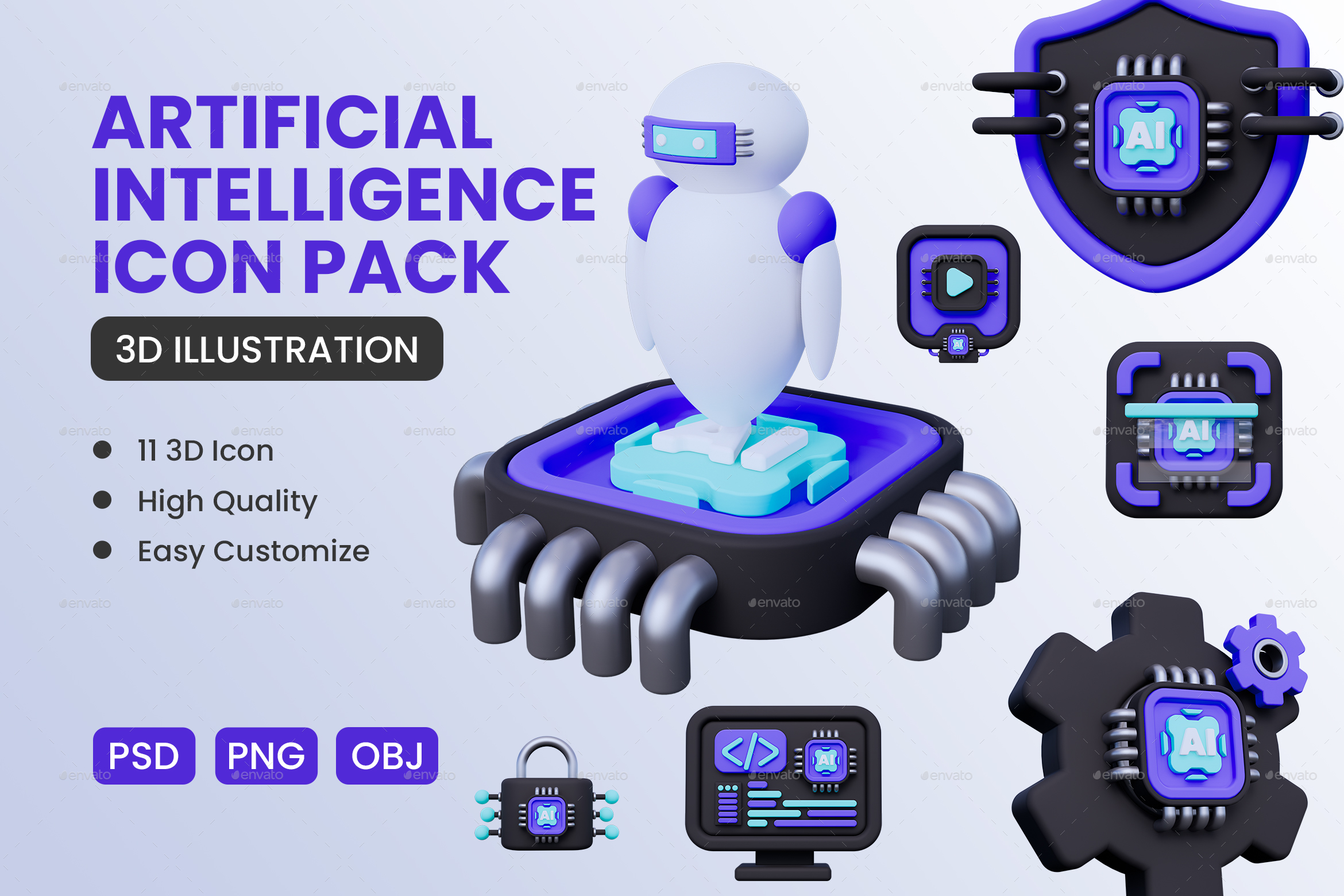 Artificial Intelligence 3D Icon Vol.1, Graphics | GraphicRiver