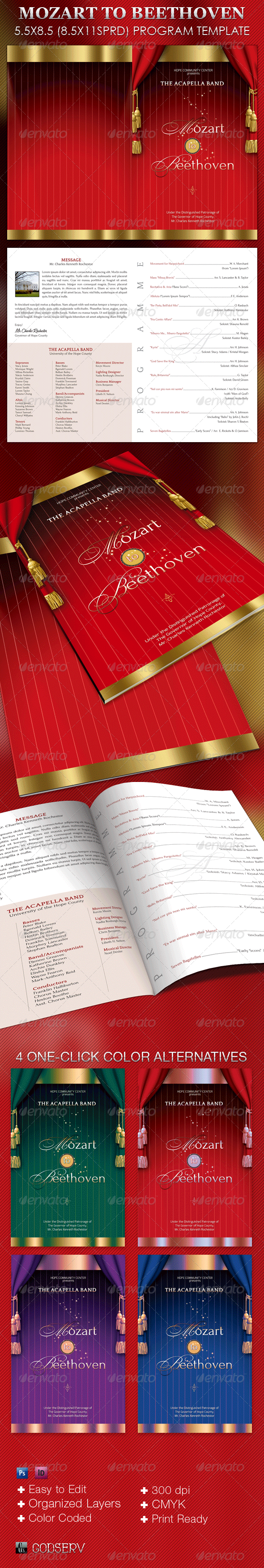 Mozart Beethoven Program Template - Informational Brochures