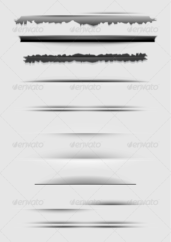Vector Set of Abstract Dividers Isolated on Gray - Web Elements Vectors