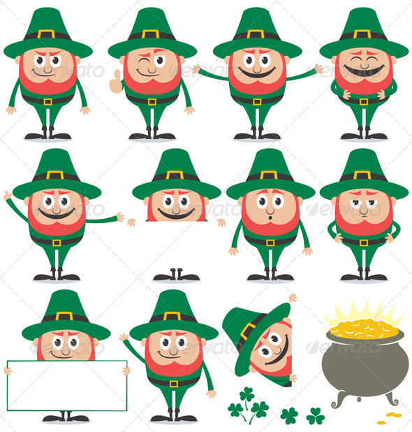 Leprechaun Set - Characters Vectors