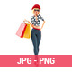 3D Fashion Girl Holding Multiple Shopping Bags