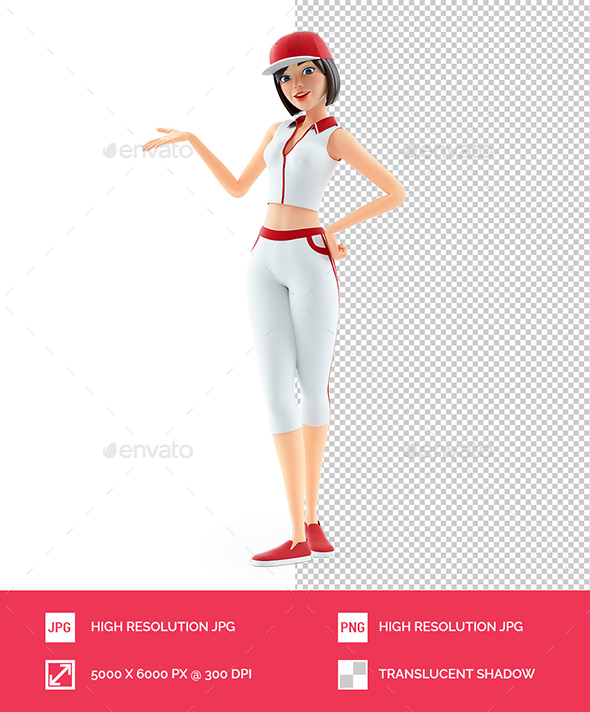 3D Baseball Girl Presenting Pose