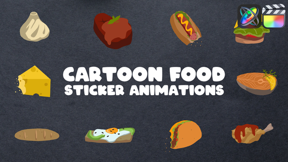 Cartoon Food Sticker Animations for FCPX