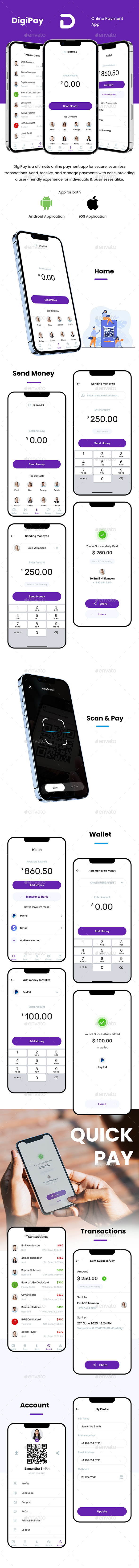 Online Payment App UI Kit | Digital Wallet UI | Digital Payment | DigiPay