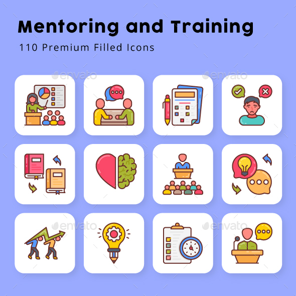 Mentoring and Training Filled Icons