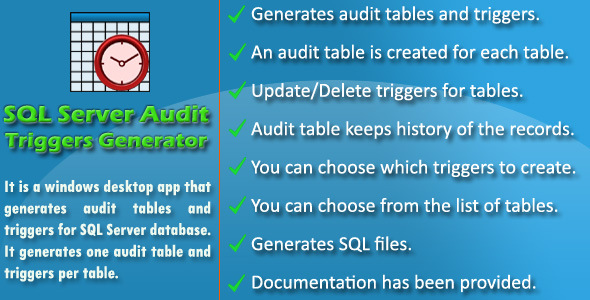 Audit Triggers Generator for SQL Server