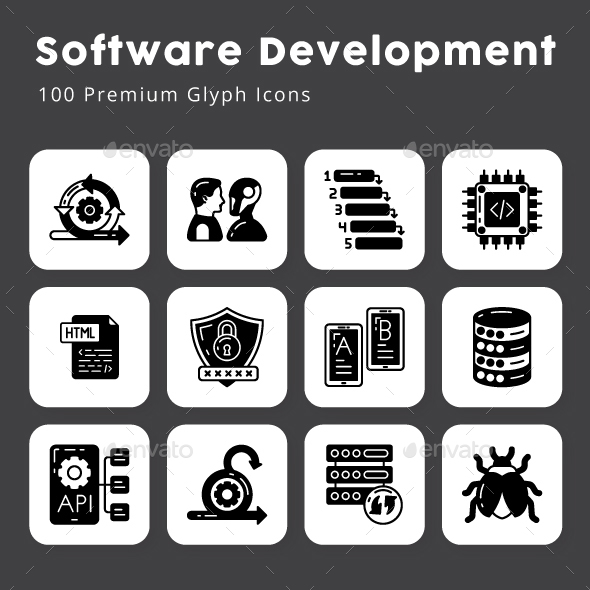 Software Development Glyph Icons
